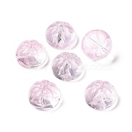 Transparent Spray Painted Glass Beads, Steamed Stuffed Bun Shape, Pearl Pink, 12x8mm, Hole: 1.2mm(GLAA-I050-09H)