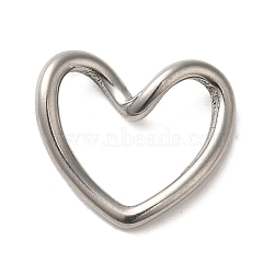 304 Stainless Steel Linking Rings, Heart, Stainless Steel Color, 16x18x5mm(STAS-R223-12)