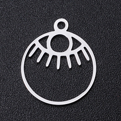 Non-Tarnish 201 Stainless Steel Laser Cut Pendants, Eye, Stainless Steel Color, 17x14.5x1mm, Hole: 1.5mm(STAS-S105-T918-1)