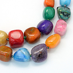 Nuggets Natural Dyed Agate Graduated Beads Strands, Tumbled Stone, Mixed Color, 13~25x12~23x7~23mm, Hole: 2.5mm, about 23~27pcs/strand, 15.7 inch(G-L456-03E)