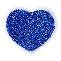 Ornaland 12/0 Transparent Glass Seed Beads, Grade A, Silver Lined Round Hole, Round, Midnight Blue, 2x1.5mm, Hole: 0.3mm, about 11200pcs/bag(SEED-OL0001-02-08)