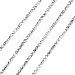 304 Stainless Steel Rolo Chains, Belcher Chain, with Spool, Unwelded, Stainless Steel Color, 2x0.8mm, about 82.02 Feet(25m)/roll(CHS-R006-2mm)