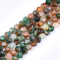 Natural Agate Beads Strands, Dyed, Faceted, Star Cut Round Beads, Sea Green, 9~10x9~10x9~10mm, Hole: 1mm, about 37pcs/strand, 14.5 inch(G-T121-08C)