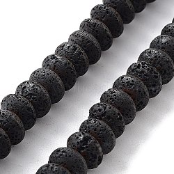 Natural Lava Rock Beads Strands, Frosted, Rondelle, 8~8.5x5mm, Hole: 1mm, about 85pcs/strand, 15.75 inch(40cm)(G-H303-C27)