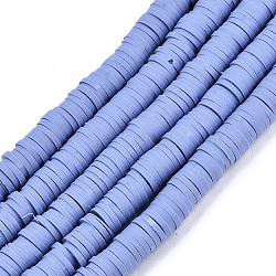 Handmade Polymer Clay Beads Strands, for DIY Jewelry Crafts Supplies, Heishi Beads, Disc/Flat Round, Cornflower Blue, 8x0.5~1mm, Hole: 2mm, about 350~387pcs/strand, 15.75 inch~16.14 inch(40~41cm)(CLAY-R089-8mm-023)