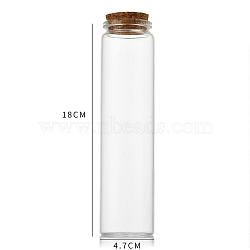 Glass Bottle, with Cork Plug, Wishing Bottle, Column, Clear, 4.7x18cm, Capacity: 240ml(8.12fl. oz)(CON-WH0085-73I)