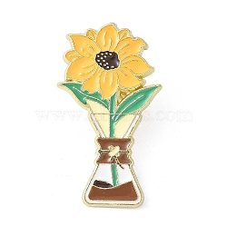 Sunflower with Coffee Funnel Enamel Pins, Alloy Brooches for Backpack Clothes, Gold, 35.5x20mm(JEWB-V002-13B)