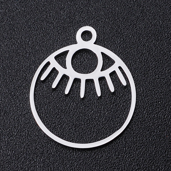 201 Stainless Steel Laser Cut Pendants, Eye, Stainless Steel Color, 17x14.5x1mm, Hole: 1.5mm