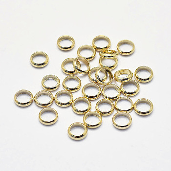 Long-Lasting Plated Brass Spacer Beads, Real 18K Gold Plated, Nickel Free, Rondelle, 4x1mm, Hole: 3mm