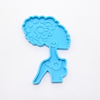 DIY Food Grade Silhouette Silicone Bust Statue Molds, Fondant Molds, For Half-body Sculpture UV Resin, Epoxy Resin Cup Mat Making, Women, Deep Sky Blue, 155x105x9mm