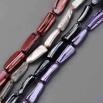Spray Painted Natural Freshwater Shell Beads Strands, Shell Shards, Nugget Stick, Mixed Color, 15~20x5~13x3~10mm, Hole: 0.8mm, about 23pcs/strand, 15.35 inch~17.32 inch(39~44cm)