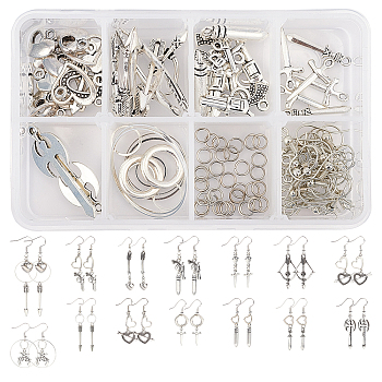 SUNNYCLUE DIY Earring Making Kits, Including Alloy Pendants & Links, Brass Linking Rings & Earring Hooks & Jump Ring, Antique Silver & Silver, 22x12x3mm, Hole: 2mm, 4pcs
