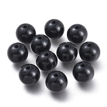 CCB Plastic Beads, Round, Electrophoresis Black, 15.5x15mm, Hole: 3.5mm