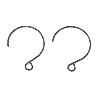 Ion Plating(IP) 316 Surgical Stainless Steel Earring Hooks, with Horizontal Loops, Electrophoresis Black, 23.5x18mm, Hole: 3x2.6mm, 22 Gauge, Pin: 0.6mm