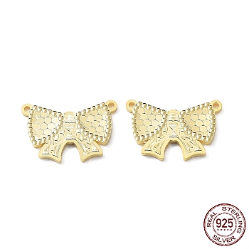 925 Sterling Silver Pendants, Butterfly with Polka Dot Charm, Textured, Real 18K Gold Plated, 11x16x1.2mm, Hole: 1mm