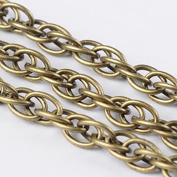 Iron Rope Chains, Unwelded, Antique Bronze Color, Link: 4mm, Wire: 0.8mm thick