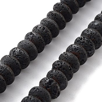 Natural Lava Rock Beads Strands, Frosted, Rondelle, 8~8.5x5mm, Hole: 1mm, about 85pcs/strand, 15.75 inch(40cm)