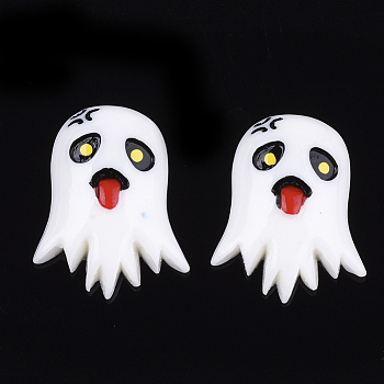 Resin Cabochons, Halloween Ghost, White, 28~29x22~23x6.5mm