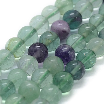 Natural Fluorite Beads Strands, Round, 8mm, Hole: 0.8mm, about 49pcs/strand, 15.3 inch(39cm)