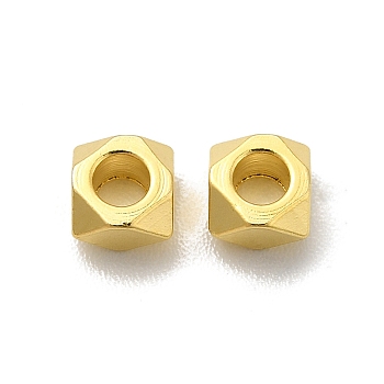 Brass Bead, Lead Free & Cadmium Free, Square, Real 24K Gold Plated, 4x4x2.5mm, Hole: 2mm