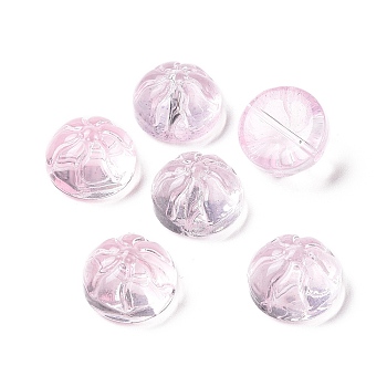 Transparent Spray Painted Glass Beads, Steamed Stuffed Bun Shape, Pearl Pink, 12x8mm, Hole: 1.2mm