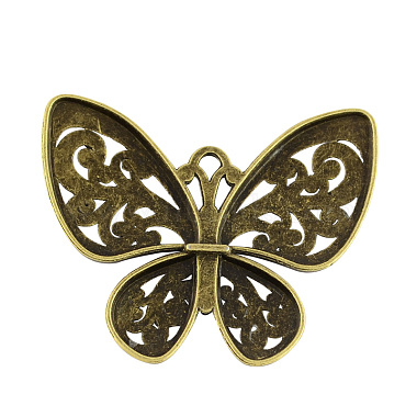 Tibetan Style Alloy Filigree Butterfly Pendants(TIBEP-S282-AB-FF)-2