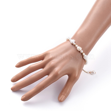 Natural Baroque Pearl Keshi Pearl Beaded Bracelets(BJEW-JB05266-01)-4