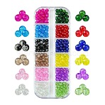 12 Colors Transparent Baking Paint Crackle Glass Beads, Round, Mixed Color, 4mm, Hole: 1.1~1.3mm, about 35Pcs/color, 420Pcs/box.(CCG-FS0001-02B)