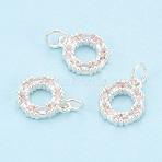 Sparkling 925 Sterling Silver Micro Pave Cubic Zirconia Circle Charms, Silver, with 925 Stamp, Clear, 12.5x10.5x2.5mm, Jump Ring: 5x0.5mm, Inner Diameter: 4mm(STER-T009-19S)