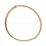 8MM 304 Stainless Steel Flat Snake Chain Necklaces, Ion Plating(IP), Golden, 18.11 inch(46cm)(MAK-Z004-01G)