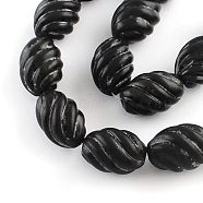 Natural Carved Obsidian Stone Bead Strands, Oval, 26x18mm, Hole: 1mm, about 16pcs/strand, 15.7 inch(G-R270-64)
