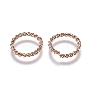 304 Stainless Steel Jump Rings, Open Jump Rings, Twisted, Rose Gold, 12x1.4mm, Inner Diameter: 9mm(STAS-E484-71C-RG)