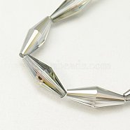 Electroplate Glass Beads, Half Silver Plated, Faceted, Bicone, Gainsboro, 20x8mm, Hole: 1mm(EGLA-J019-04)