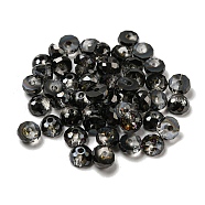 Electroplate Glass Beads, Faceted, Half Round, Black, 5.5x3mm, Hole: 1.4mm, 100pcs/bag(EGLA-Z004-02C)