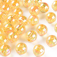 Transparent Acrylic Beads, AB Color Plated, Round, Gold, 12x11mm, Hole: 2.5mm, about 566pcs/500g(MACR-S370-B12mm-719)