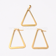 304 Stainless Steel Jewelry Sets, Hoop Earrings and Pendants, Triangle, Golden, 38x28x2mm, pin: 0.6x1mm, 37x27.5x2mm, hole: 6x3mm(SJEW-G077-10G-02)