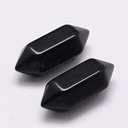 Faceted No Hole Natural Black Obsidian Beads, Healing Stones, Reiki Energy Balancing Meditation Therapy Wand, Black Agate, Double Terminated Point, For Wire Wrapped Pendants Making, Dyed & Heated, 20x9x9mm(G-K034-20mm-02)