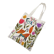 Animal Printed Canvas Women's Tote Bags, with Handle, Shoulder Bags for Shopping, Rectangle, Fox, 66.5cm, Bag: 39.5~40x32.5~33x0.2cm(ABAG-L018-A03)