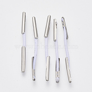 Elastic Barbed Cord, with Stainless Steel Findings, for Fixing Finger Ring, White, 44~46x1mm(FIND-Q086-E-02)