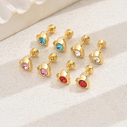 4 Pairs Elegant Set of Four Pairs of Fashionable and Versatile Earrings, Heart, Real 18K Gold Plated, 8mm(BI7244-1)