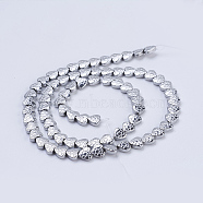 Electroplate Non-magnetic Synthetic Hematite Beads Strands, Heart, Platinum Plated, 6x6x2mm, Hole: 1mm, about 75pcs/strand, 16.1 inch(41cm)(G-J380-6mm-A06)