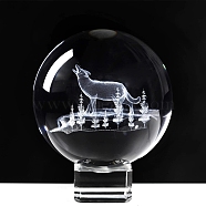 Inner Carving Glass Crystal Ball Diaplay Decoration, Fengshui Home Decor, Wolf, 60mm(PW-WGE79FB-01)