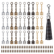 30 Sets 5 Colors Zinc Alloy Cord Ends, with Chain Extender and Screw, Column, Mixed Color, Column: 43mm, Hole: 6mm, Inner Diameter: 17.5mm, Screw: 8x2.2mm, 2Pcs/set(FIND-CA0005-47)