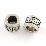 Tibetan Style Alloy Beads, Large Hole Column Beads, Cadmium Free & Nickel Free & Lead Free, Antique Silver, 9x7mm, Hole: 6mm(X-TIBEB-Q060-026-FF)