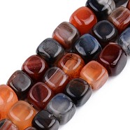 Natural Agate Beads Strands, Dyed, Cube, 7x7x7mm, Hole: 1mm, about 30pcs/strand, 14.17 inch(36cm)(G-S359-135)