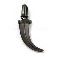 304 Stainless Steel Pendants, Horn Charm, Black, 25x15x5.5mm, Hole: 4x5mm(STAS-F307-32EB)