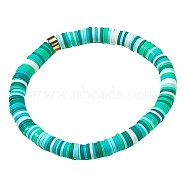 Polymer Clay Heishi Surfer Stretch Bracelet with 304 Stainless Steel Beaded, Preppy Bracelet, Spring Green, Inner Diameter: 2 inch(5.2cm)(BJEW-SW00107-01)