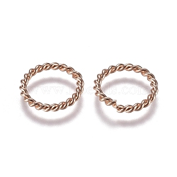 304 Stainless Steel Jump Rings, Open Jump Rings, Twisted, Rose Gold, 12x1.4mm, Inner Diameter: 9mm(STAS-E484-71C-RG)