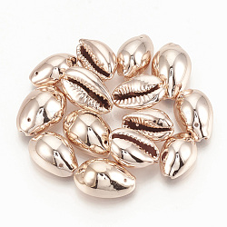 Plated Cowrie Shell Pendants, Rose Gold, 14~20x9~14x7~10mm, Hole: 1mm(X-SSHEL-Q305-02A-03)