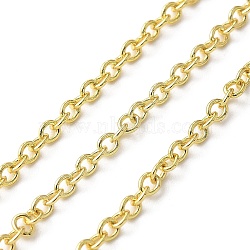 Brass Rolo Chains, Soldered, with Spool, Real 18K Gold Plated, 2.5x2x0.5mm(CHC-U002-03G-02)